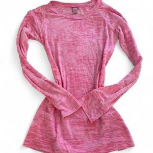 Vintage Y2K Alternative Pink Burnout Long Sleeve Fitted Tee Made in USA